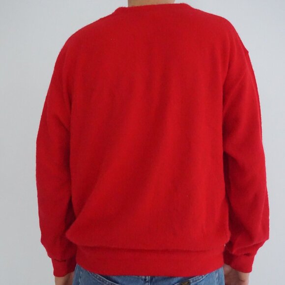 Vintage Izod Lacoste Red Wool V Neck Sweater Preppycore Old Money Classic L - Picture 2 of 9